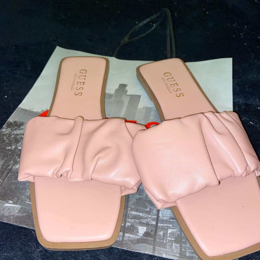 Guess Blush Ruched Slide Sandals